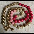 J. Crew Jewelry | J. Crew Vintage Pink, Mauve, Pearl & Gold Tone Beaded Necklace W/Crystal Spacers | Color: Gold/Pink | Size: 32.5”