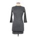 Poof! Casual Dress - Bodycon: Gray Solid Dresses - Women's Size Medium