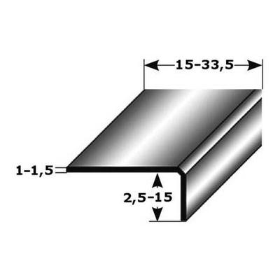 Mini-Winkelprofil Edelstahl 22 x 5 x 2700 mm Edelstahl matt Bauprofil Ungebohrt Kombiwinkel