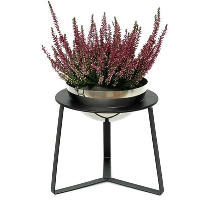 Blumenhocker Metall mit Topf Schwarz Silber 27 cm Blumenständer 96091 m Blumensäule Modern