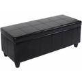 Panca contenitore elegante Kriens pelle rivestita e ecopelle 112x45x45cm nero - black