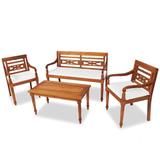 vidaXL 4 Piece Patio Lounge Set with Cushions Solid Teak Wood - 25" x 25" x 24.6"