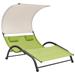 vidaXL Double Sun Lounger with Canopy Textilene Green - 74.8" x 53.9" x 62.2"