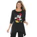 Plus Size Women's Disney Women's Hanky Hem Black Tunic Mickey Mouse and Minnie Mouse by Disney in Black Mickey Minnie (Size 1X)