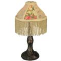 "10""H Fabric & Fringe Roses Mini Lamp - Meyda Lighting 131721"