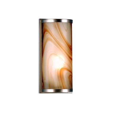 "5.5""W Cylinder Cognac Swirl Fused Glass Wall Sconce - Meyda Lighting 70876"