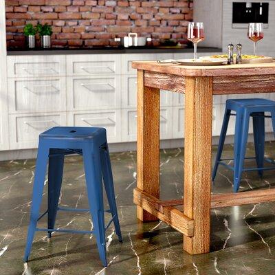 Flash Furniture 24" High Backless Distressed Antique Blue Metal Indoor-Outdoor Counter Height Stool Metal in Blue/Gray | Wayfair ET-BT3503-24-AB-GG