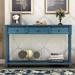Longshore Tides Elegance Console Table: 3-Drawer Sofa Table w/ Open Shelf-Perfect for Entrances & Long Corridors Wood in Blue | Wayfair