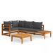 Latitude Run® 4 Piece Patio Lounge Set w/ Dark Gray Cushions Acacia Wood Wood/Natural Hardwoods in Brown/White | Wayfair