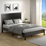 Lark Manor™ Algene Twin Size Bed Frame Platform Slat High Headboard Bedroom Rubber Wood Leg Wood in Black | 42 H x 63 W x 82.5 D in | Wayfair