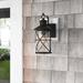 Beachcrest Home™ Alyvia Black Outdoor Wall Lantern w/ Dusk to Dawn Glass/Metal/Steel in Black/Gray | 13.75 H x 6.5 W x 8.25 D in | Wayfair