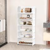 Red Barrel Studio® 12 Pair Stackable Shoe Rack Manufactured Wood in Brown/White | 38 H x 16.5 W x 9.5 D in | Wayfair