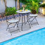 Canora Grey Etasha Metal/Mosaic in Black | 24 W x 24 D in | Outdoor Furniture | Wayfair 757534CBA2B746149F971B5882EC5893