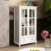 Canora Grey Elzadie 55.1" H X 31.5" W X 15.7" D Glass Door Storage Bookcase Wood in White | 55.1 H x 31.5 W x 15.7 D in | Wayfair