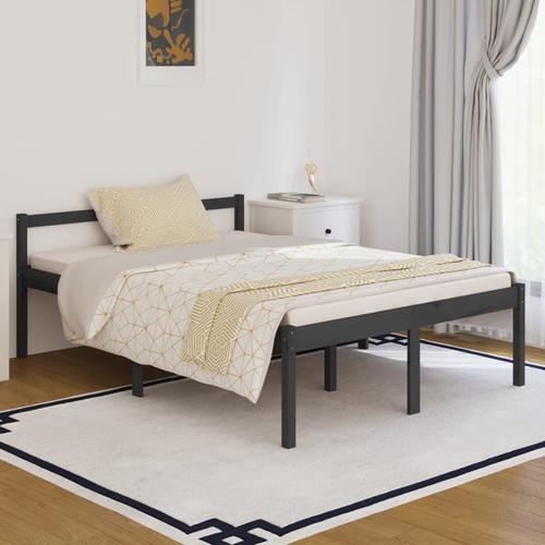 vidaXL Seniorenbett Grau 140×190 cm Massivholz Kiefer