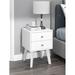 Mid-Century Modern White 2-Drawer Nightstand 14.96 in. D x 11.65 in. W x 22.5 in. H