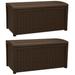 Keter Borneo 110 Gallon Rattan Resin Patio Storage Deck Box and Bench (2 Pack) - 32.2