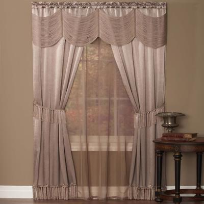 Wide Width Halley 6 Piece Window Curtain Set by Achim Home Décor in Mauve (Size 56" W 84" L)