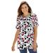 Plus Size Women's Disney Women's Short Sleeve Crew Tee Mickey Mouse All Over Print by Disney in White Heads Print (Size 1X)