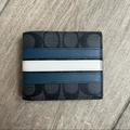 Coach Bags | Coach 3 In 1 Wallet In Signature Canvas With Varsity Stripe | Color: Black/White | Size: 4 1/4" (L) X 3 3/4" (H) X 3/4" (W)