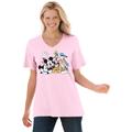 Plus Size Women's Disney Women's Short Sleeve V-Neck Tee Pink Mickey Mouse and Friends by Disney in Pink Disney Group (Size 4X)