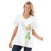 Plus Size Women's Disney Women's Short Sleeve V-Neck Tee Tinkerbell by Disney in White Tinkerbell (Size 1X)