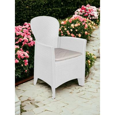 Gartenstuhl Como, Gartensitz, Gartensessel in Rattan-Optik, 100 % Made in Italy, Cm 60x58h89, weiß Image