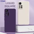 Coque carrée en silicone liquide d'origine pour Xiaomi coque de téléphone mignonne version