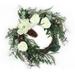 26" Mixed Greens and White Flowers Christmas Wreath - Green - 26 in