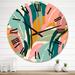 Designart 'Multi Color Geometric Leaves Shapes III' Transitional wall clock