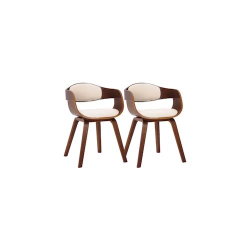 CLP 2er Set Stühle Kingston Kunstleder walnuss/creme