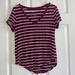 American Eagle Outfitters Tops | Closet Closing - American Eagle Soft And Sexy Tee W/ Burgundy And White Stripes | Color: Red/White | Size: Xs