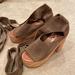 Free People Shoes | Free People Suede Wrap Platform Shoes. Size 40. | Color: Brown/Tan | Size: Size 40