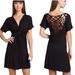 Free People Dresses | Free People Black Knit Ruched Waist Crochet Woven Back Tunic Dress - S | Color: Black | Size: S