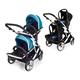 Kids Kargo Duellette Hybrid Double Tandem Pushchair Buggy (Aqua with 2 Isofix Car Seats)