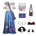 AYYOHON Mirabel Costume Adult, Mirabel Dress for Women Princess Shirt Skirt Full Set Outfit with Glasses Earrings Bag Wig M