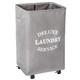 WOWLIVE 90L Large Rolling Laundry Hamper with Wheels Collapsible Laundry Basket on Wheels Durable Laundry Bag on Wheels Foldable Rectangular Hampers for Laundry (Grey)