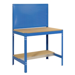 SimonRack Werkbank SIMONWORK BT2 900 in BLAU/HOLZ 1445x910x610 mm (Höhe x Länge x Breite) Image