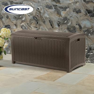 Suncast DBW9200 99 Gallon Outdoor Resin Patio Storage Chest with Handles, Mocha