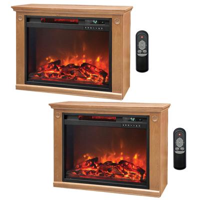 Lifesmart 3 Element Quartz Infrared Electric Portable Fireplace Heaters (Pair) - 44.3