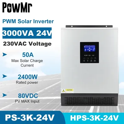 POWMR – onduleur solaire hybride à onde sinusoïdale Pure 3000va 2400W sortie 24v dc 220v AC 50a
