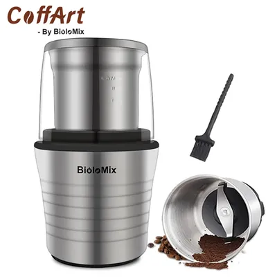 Coffart By BioloMix – moulin à café électrique 300W 2 en 1 Double tasse humide et sec corps et