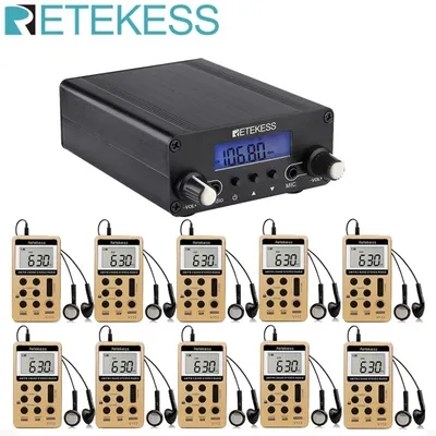 Retekess – Station de Radio émetteur de radiodiffusion FM sans fil TR508 + 10 pièces récepteur V112