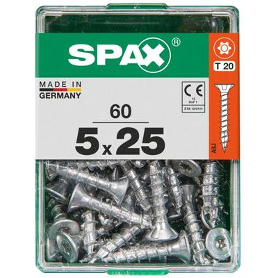 Spax - Universalschraube, 5 x 25 mm, 60 Stück, Vollgewinde, Senkkopf, t-star plus T20, 4CUT, wirox Image