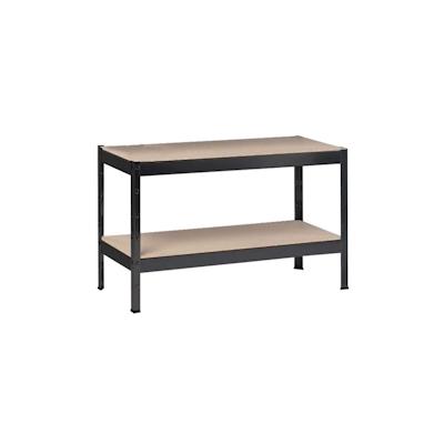 SCHULTE Regalwelt Schwerlastregal mit 2 Holzböden, 43x120x40 cm (HxBxT), Traglast pro Ebene ca. 150 Kg, schwarz-Struktur, Lagerregal, Kellerregal Image