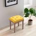 Kelly Clarkson Home Karen Solid Wood Vanity Stool Wood/Upholstered/Cotton in Yellow | 18.9 H x 15.7 W x 11.8 D in | Wayfair