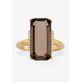 Women's Yellow Gold over Silver Smoky Quartz and White Topaz Ring (11 5/8 cttw.) by PalmBeach Jewelry in Yellow Gold (Size 8)