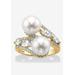 Women's Gold over Sterling Silver Pearl and Marquise Cubic Zirconia Ring by PalmBeach Jewelry in Gold (Size 8)