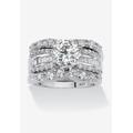 Women's Platinum over Silver Bridal Ring Set Cubic Zirconia (5 5/8 cttw TDW) by PalmBeach Jewelry in Silver (Size 8)
