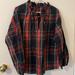 J. Crew Tops | Jcrew Holiday Plaid Puff Sleeve New Without Tags | Color: Black/Red | Size: M